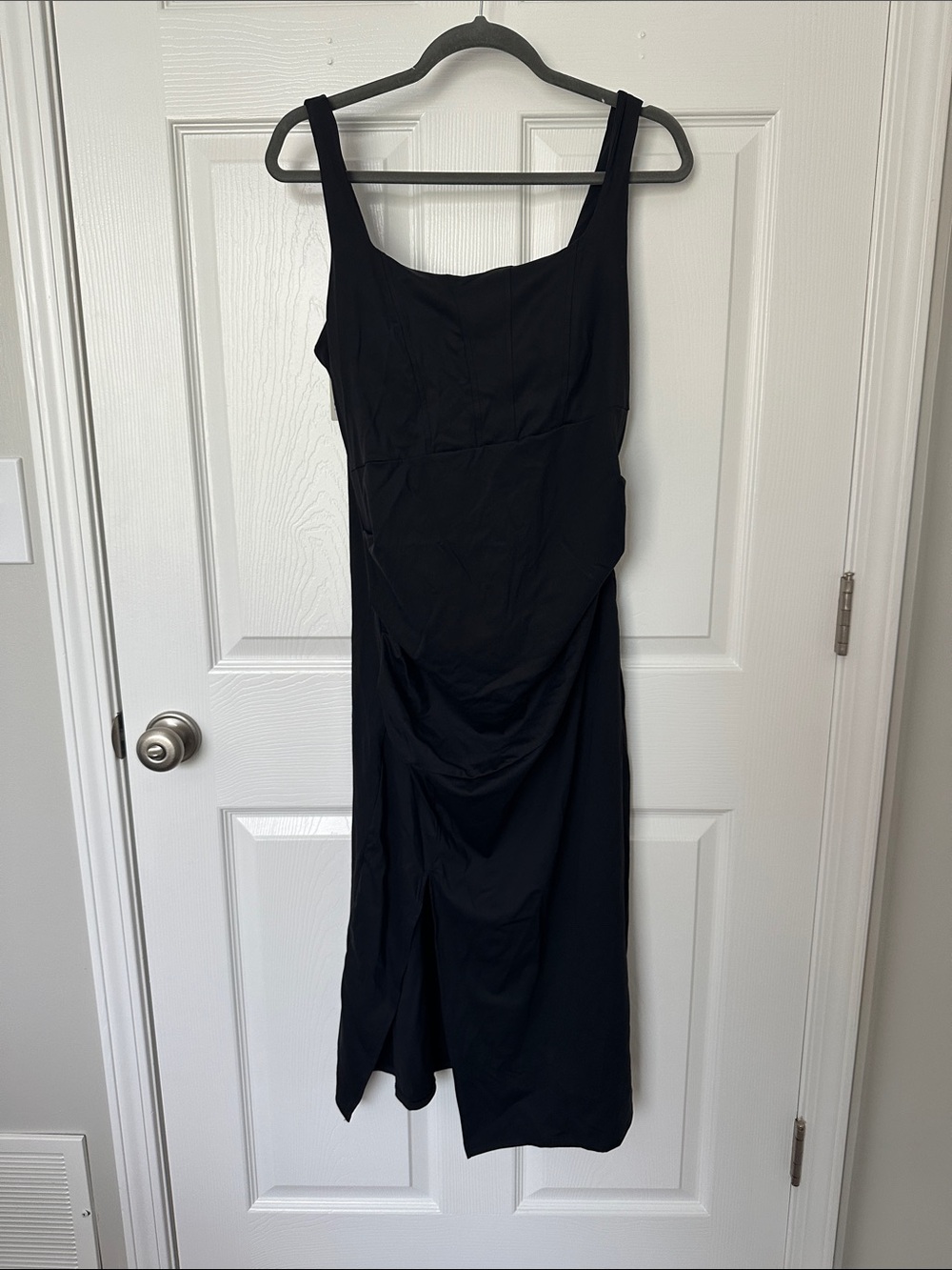 Halara Black Square-Neck Midi Dress